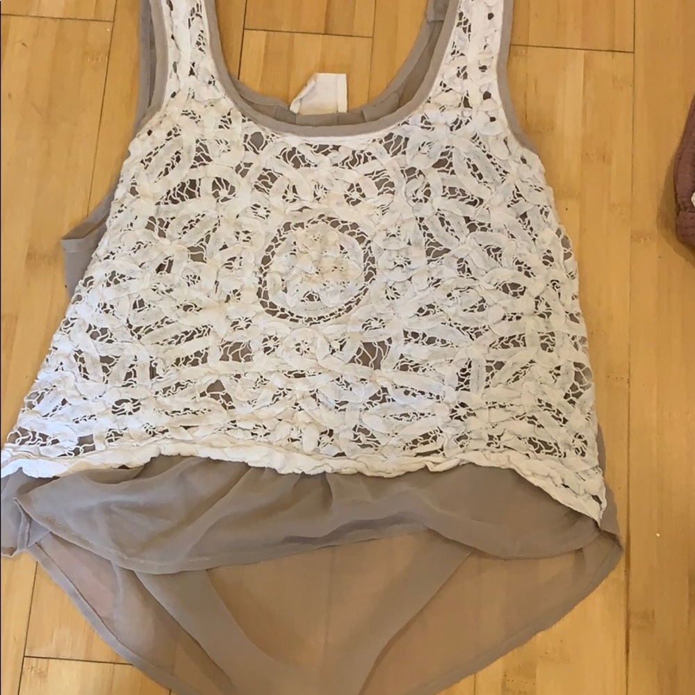 Lace and sheer tank top
